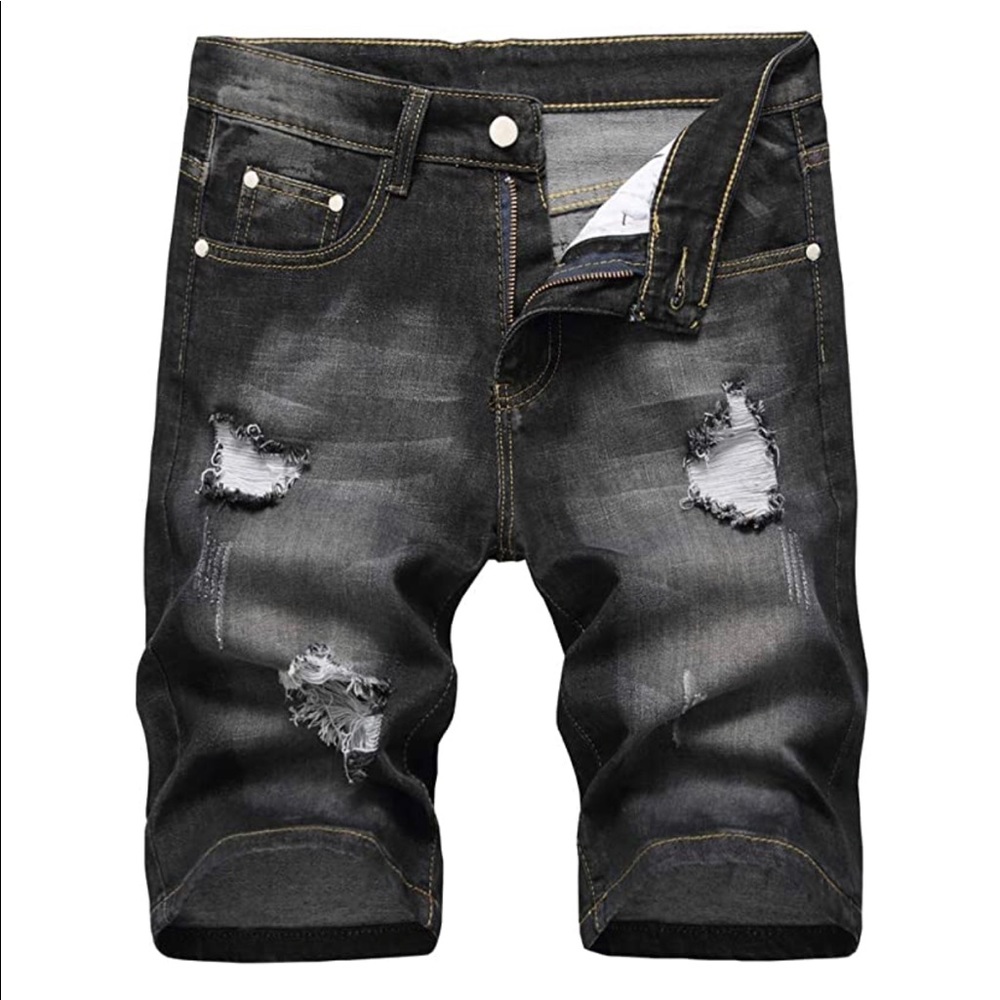 NEW 304 Men’s Grayish Black Distressed Jean Shorts